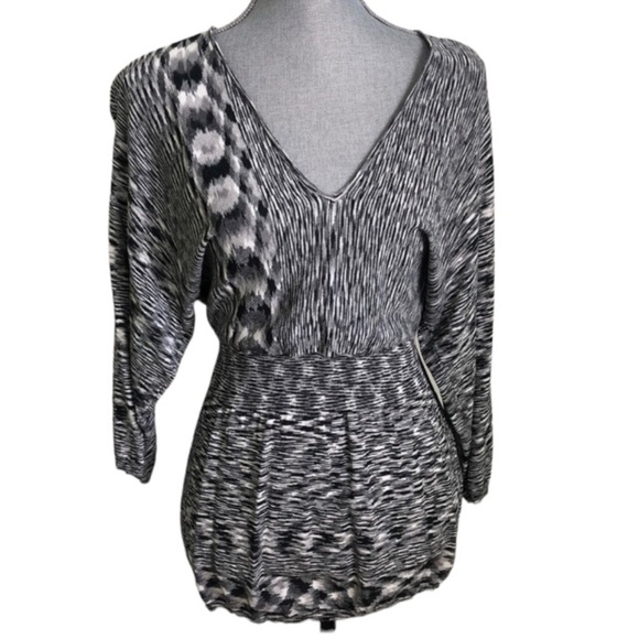 KENAR RAYON BLEND BLACK WHITE PATTERNED TUNIC SIZE M - Picture 1 of 4